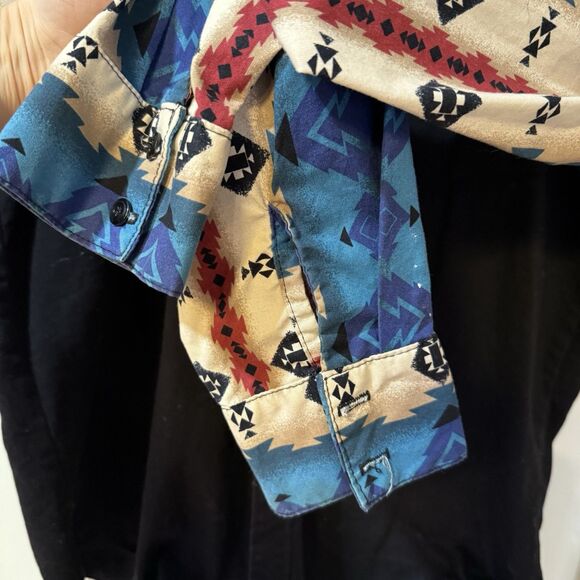 VINTAGE 90S WILD WEST DESIGN AZTEC SOUTHWEST WESTERN SHIRT L USA - Picture 7 of 11